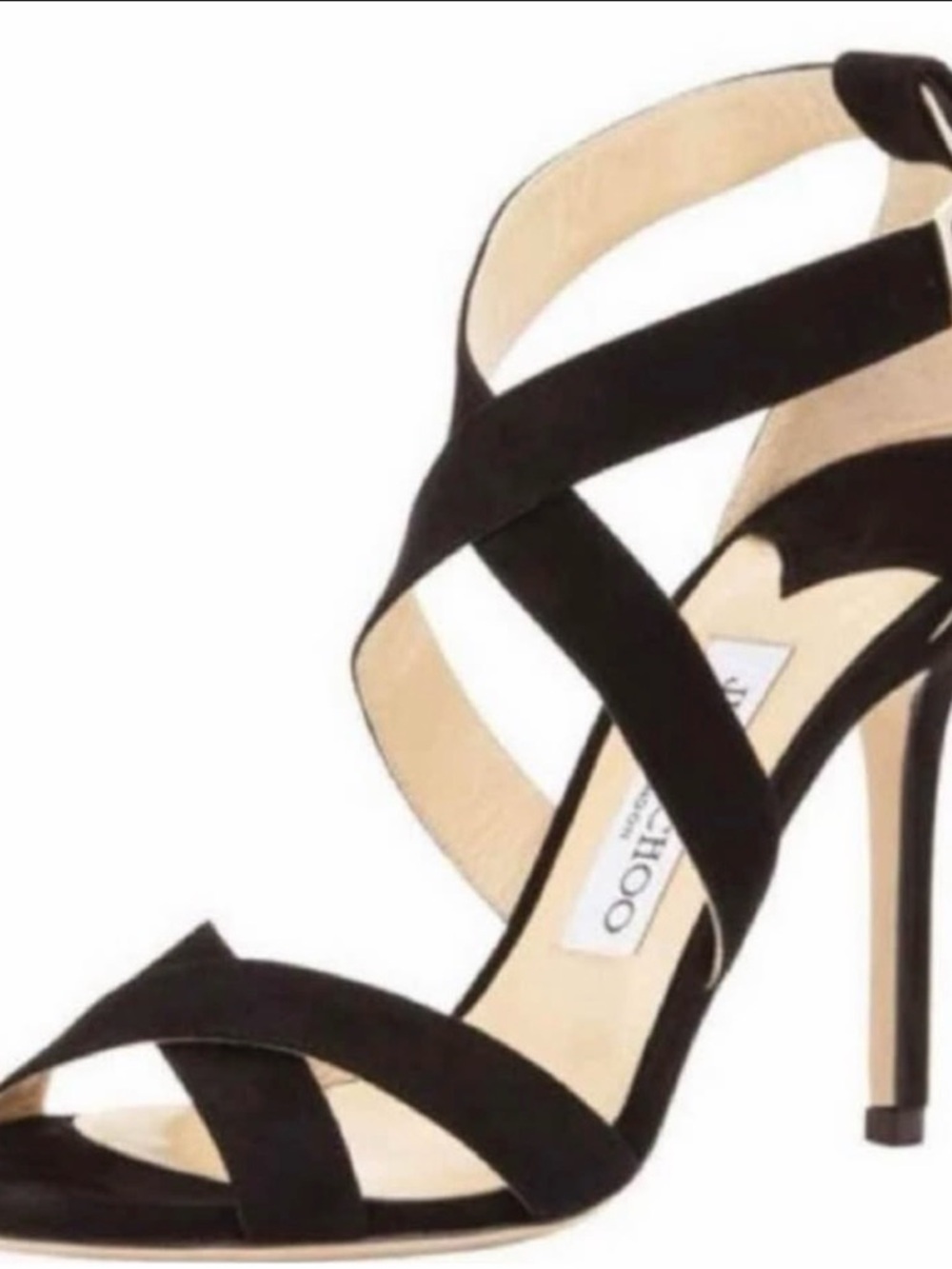 Jimmy Choo Black Suede Crisscross Stiletto Sandals